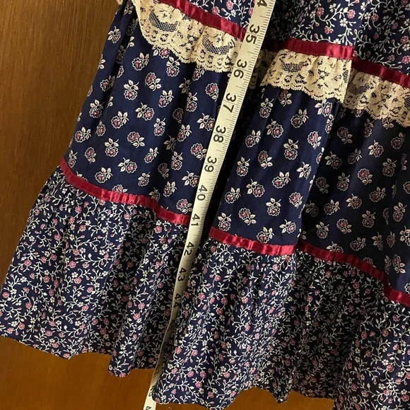 Gunne Sax by Jessica Mcclintock Calico Blue Dress Small Prairie - Picture 9 of 10